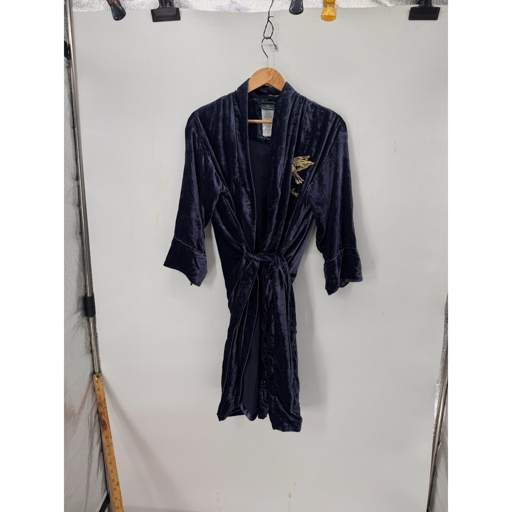 Pottery Barn Teen Harry Potter Ravenclaw Navy Velvet Robe S/M Belted Embroidered